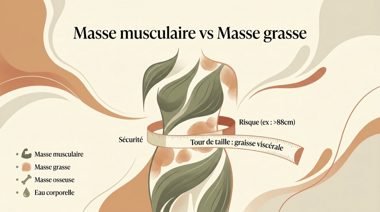 Comparaison entre la masse musculaire protectrice et la masse grasse chez la femme