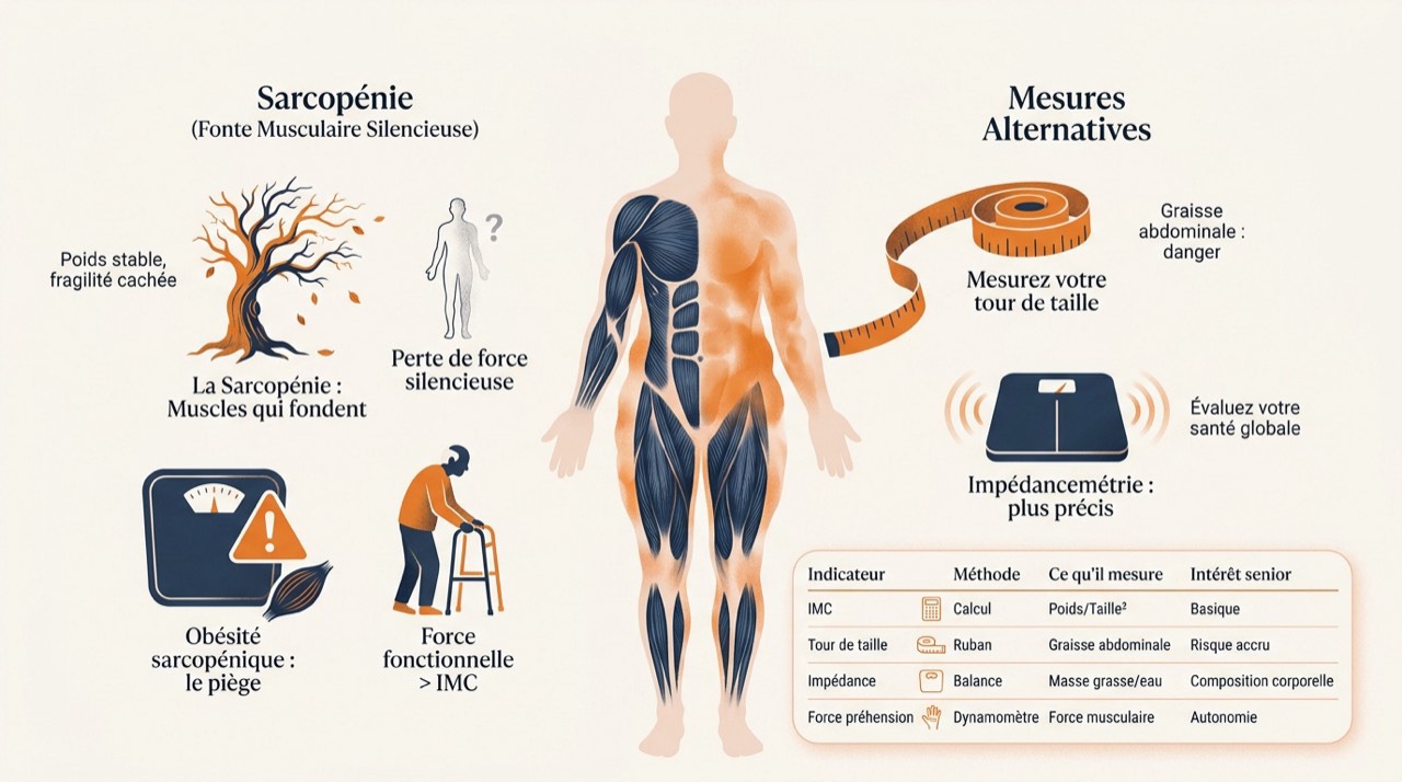 Comparaison entre le calcul de l'IMC et les mesures de composition corporelle pour les seniors