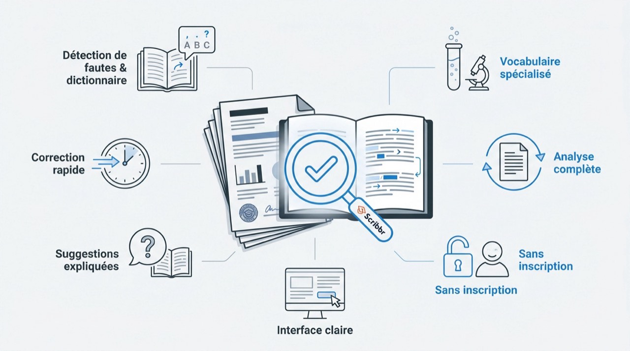 Interface du correcteur automatique Scribbr pour documents académiques