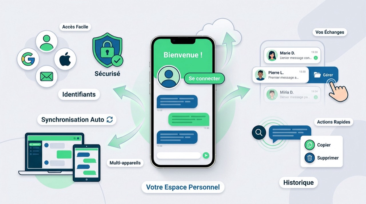 Infographie expliquant la prise en main d'une application mobile comme ChatGPT sur Android