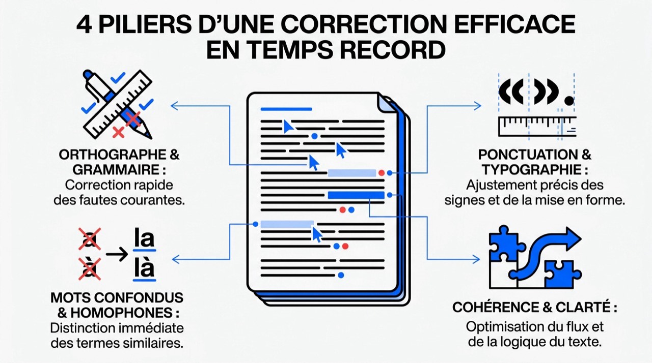 Les quatre piliers essentiels pour corriger un texte en français rapidement
