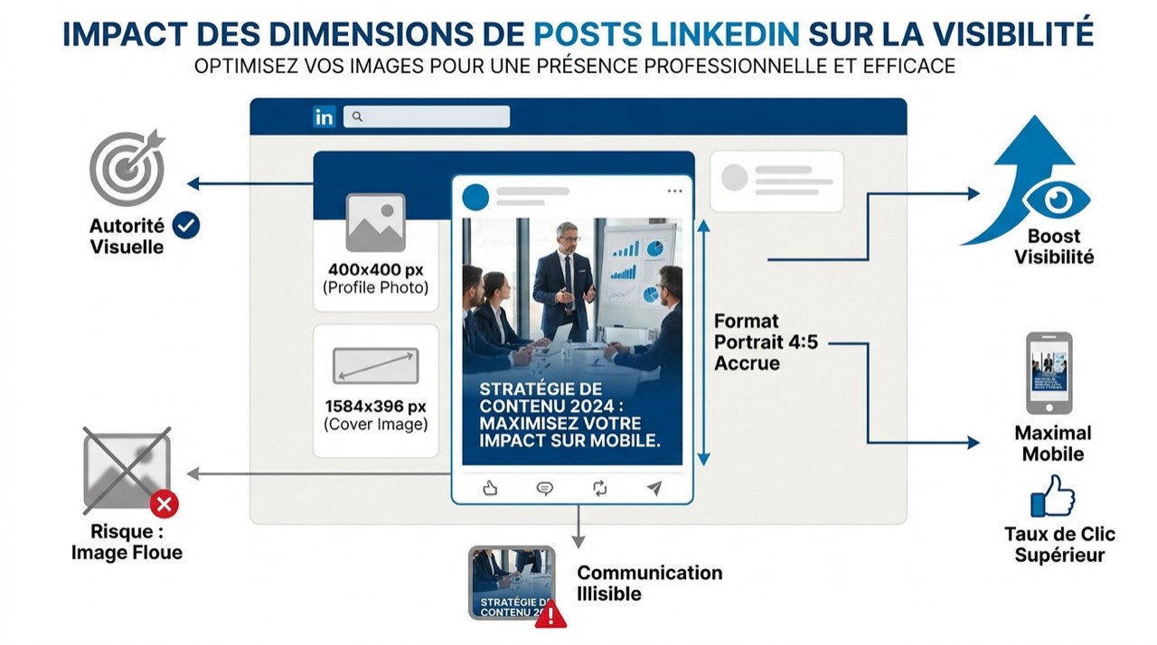 Impact des dimensions des publications LinkedIn sur la visibilité mobile et bureau