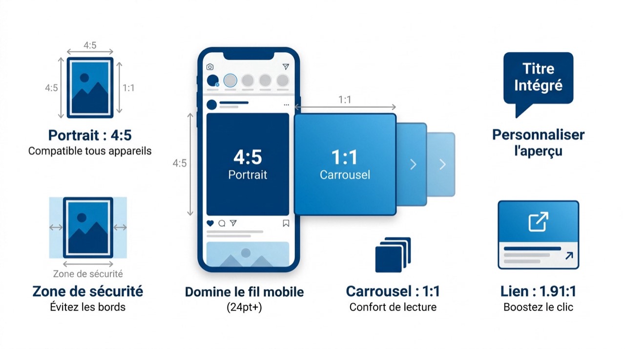 Infographie des dimensions et formats d'image optimaux pour les publications LinkedIn