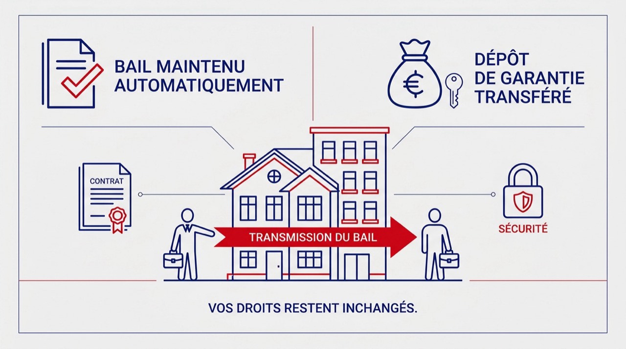 Locataire consultant son contrat de bail lors d'une transaction immobilière