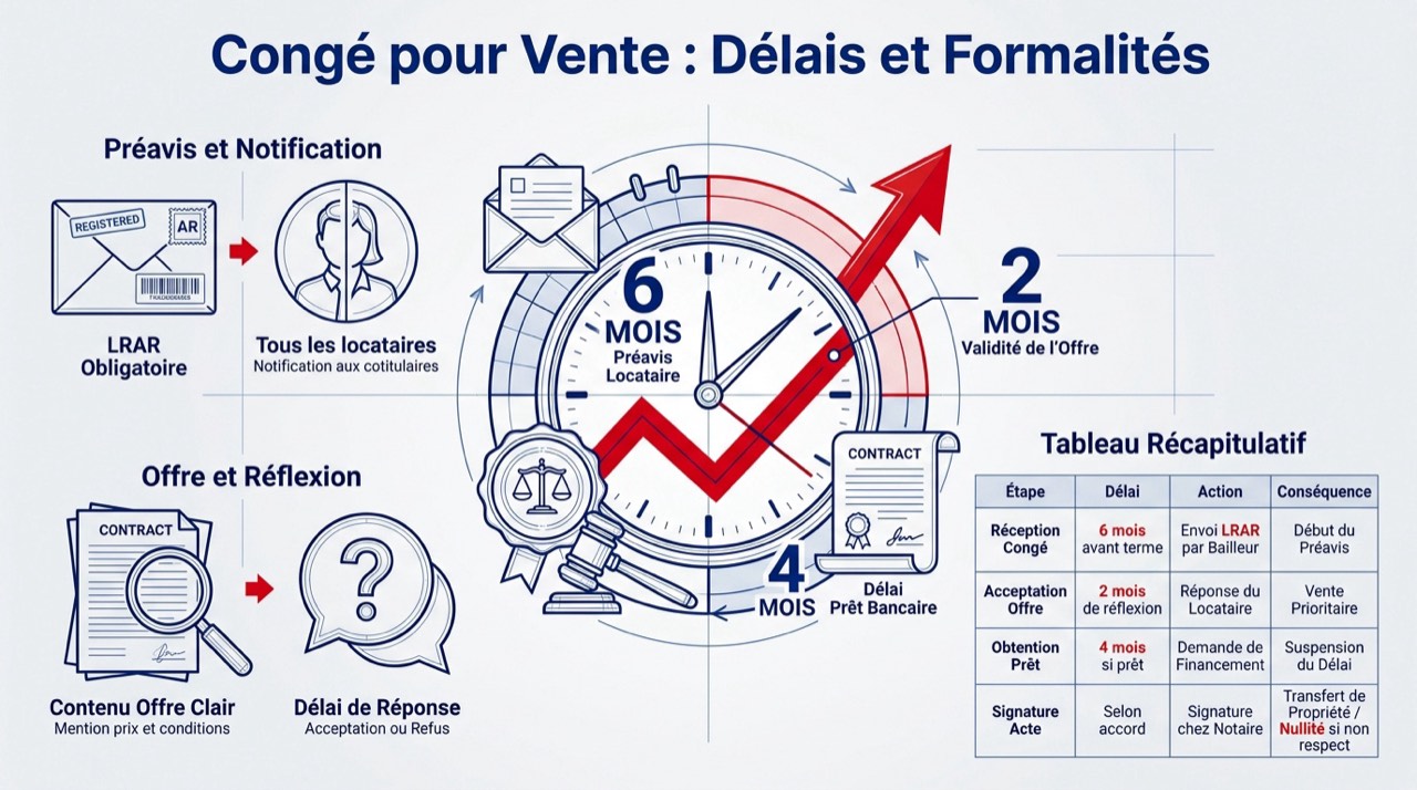 Notification légale de congé pour vente et délais de préavis