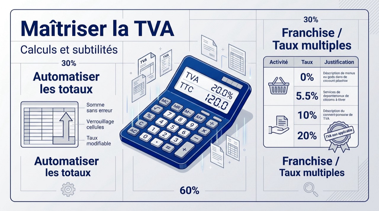 Calcul de la TVA sur une facture Excel professionnelle