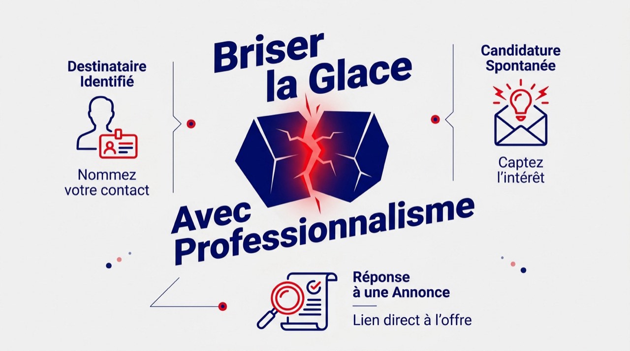Infographie présentant des exemples de phrases d'accroche professionnelles pour une lettre de motivation