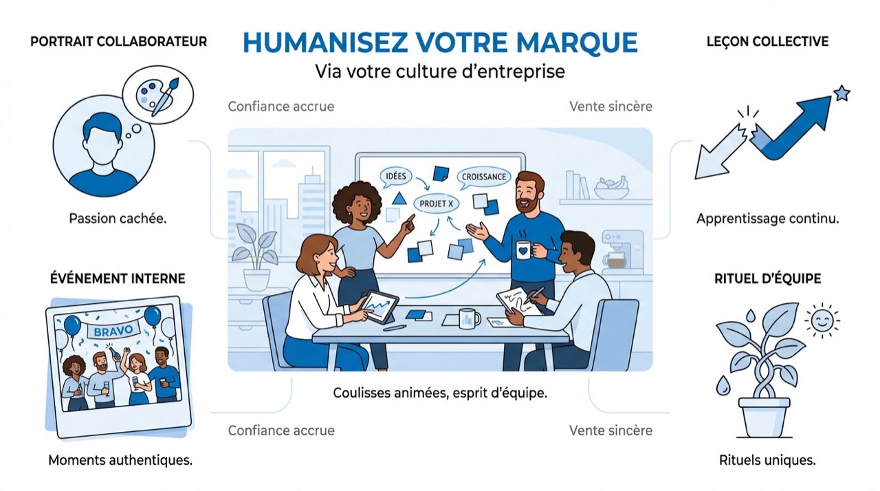 Collaborateurs échangeant dans un bureau moderne pour illustrer la culture d'entreprise