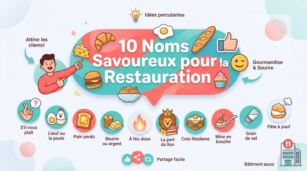 Illustration de concepts créatifs pour noms de restaurants et enseignes gourmandes