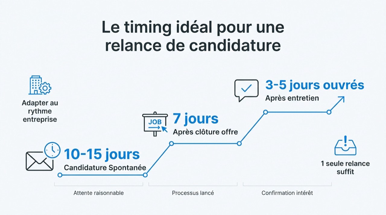 Calendrier et horloge symbolisant le timing idéal pour une relance de candidature professionnelle