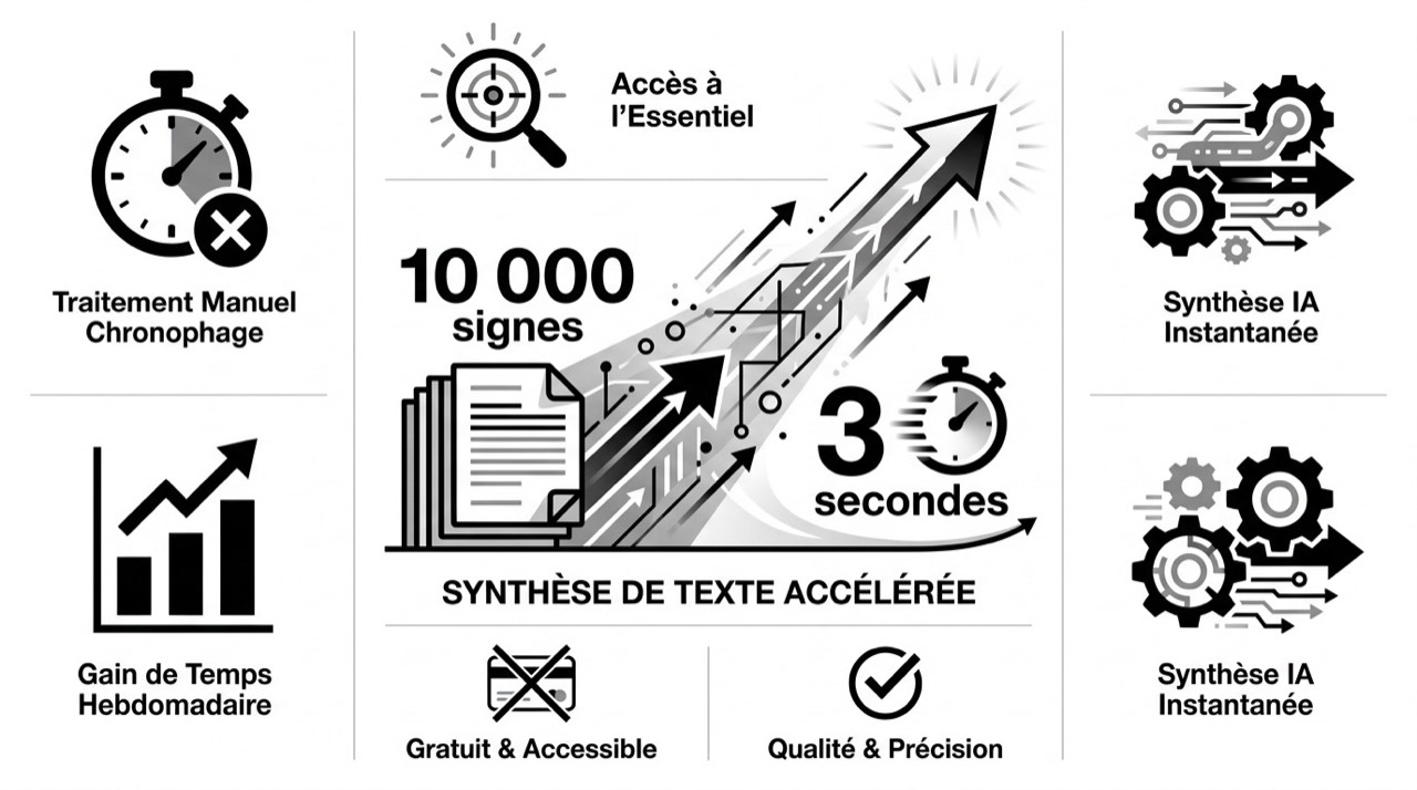 Illustration de la synthèse de texte pour un gain de temps et une productivité accrue