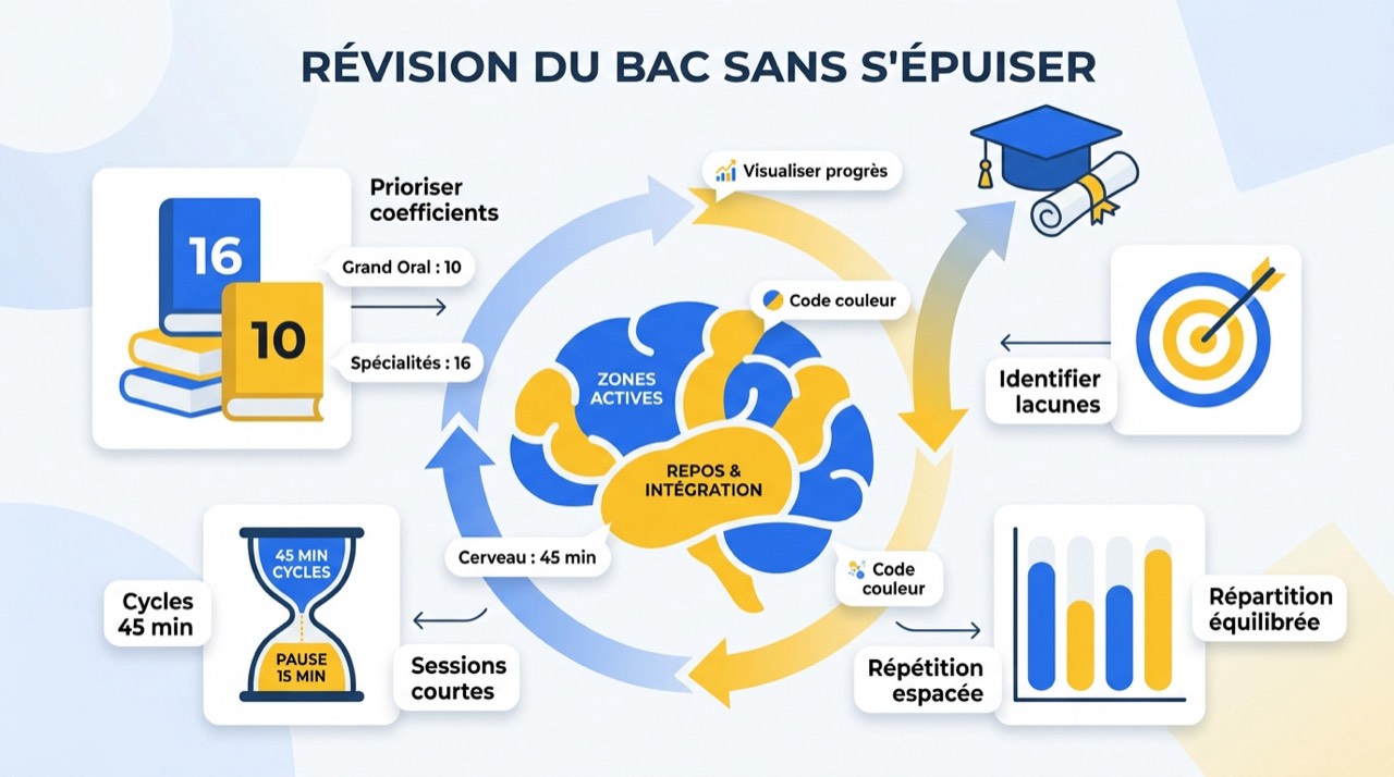 Stratégies de révision pour le bac sans s'épuiser avec planning et méthode