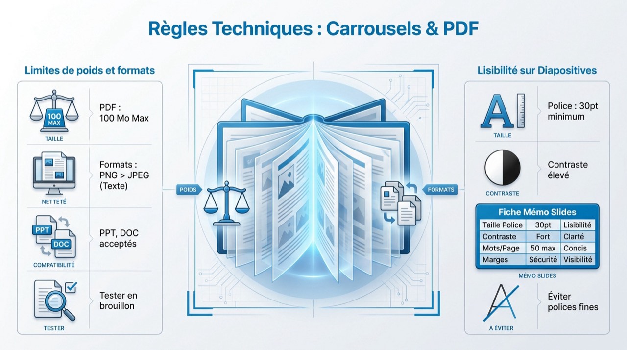 Optimisation technique des carrousels LinkedIn et documents PDF pour 2026